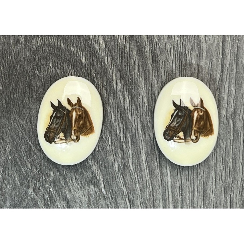 Horse Portrait Ivory Glass Button Covers
